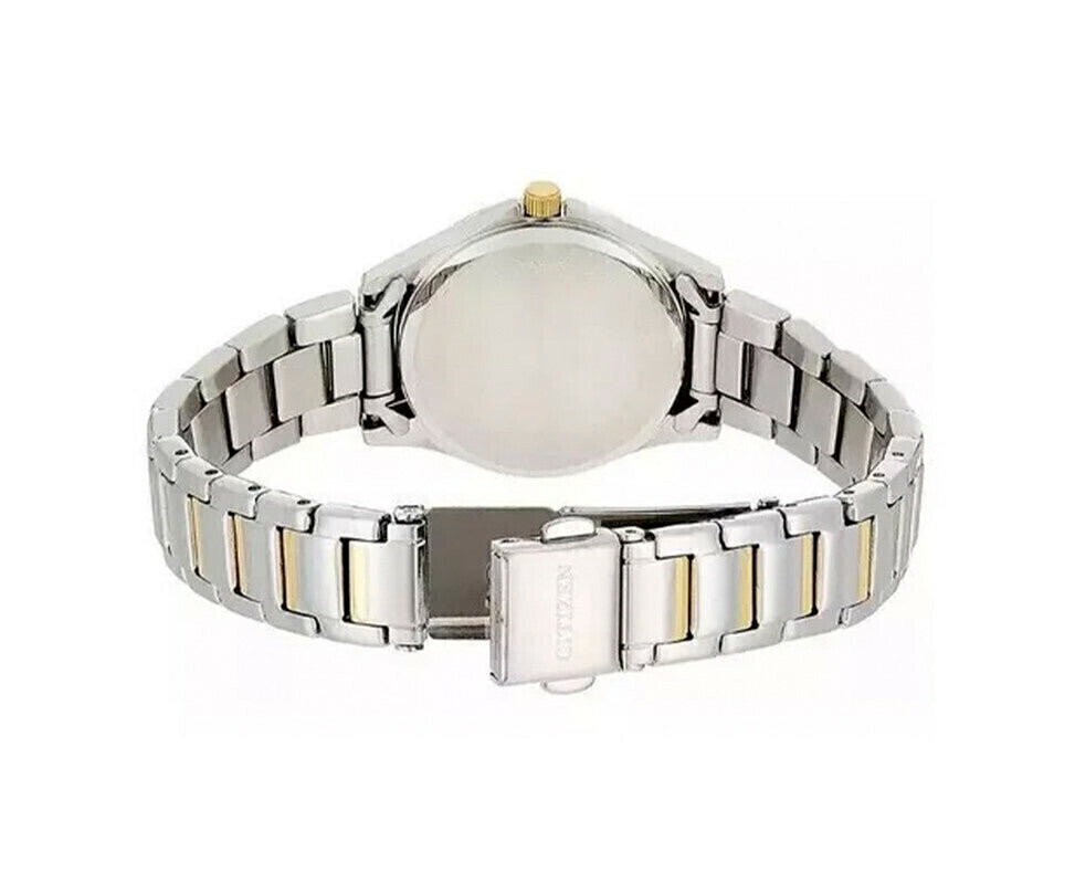 CITIZEN EQ-0595-55A SILVER AND GOLD STEEL BAND SILVER DIAL FOR WOMEN