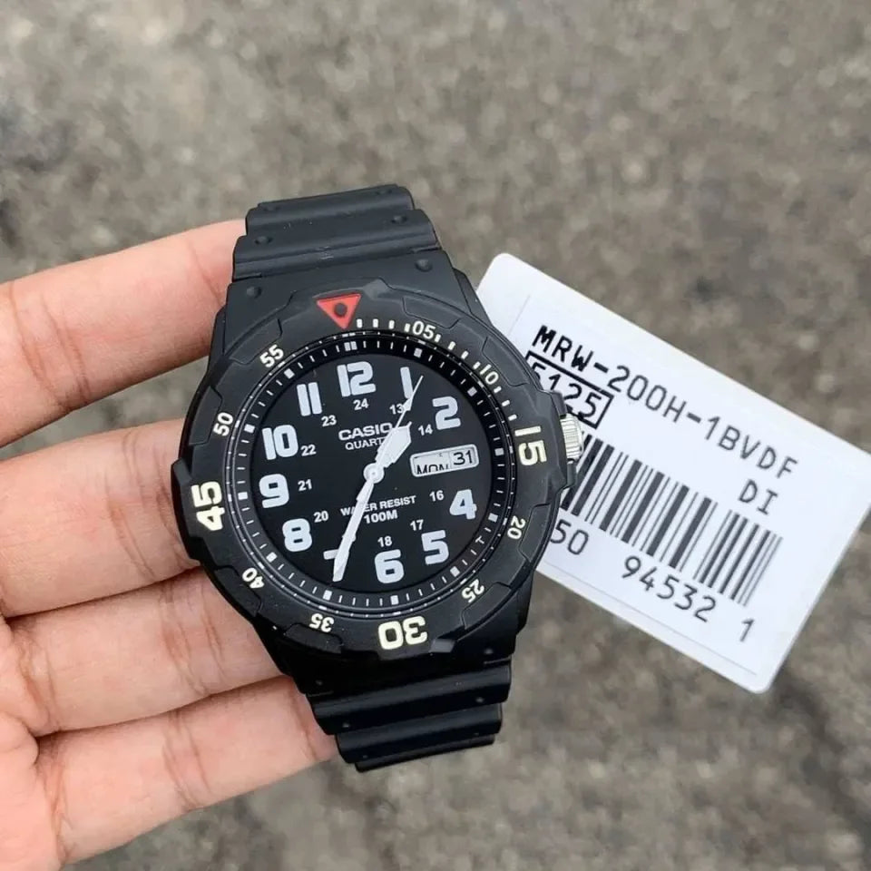 CASIO MRW-200H-1B BLACK RUBBER BAND BLACK DIAL FOR MEN