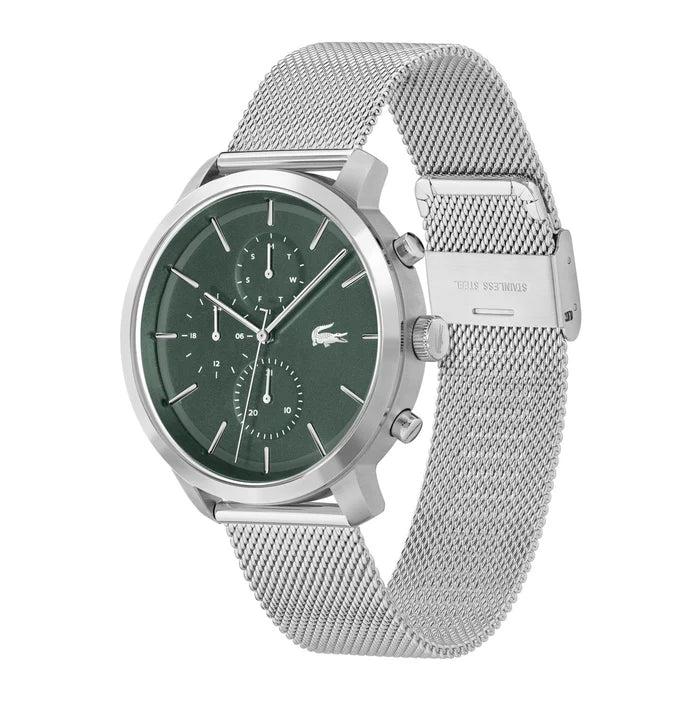 LACOSTE '2011338 SILVER STEEL BAND GREEN DIAL FOR MEN