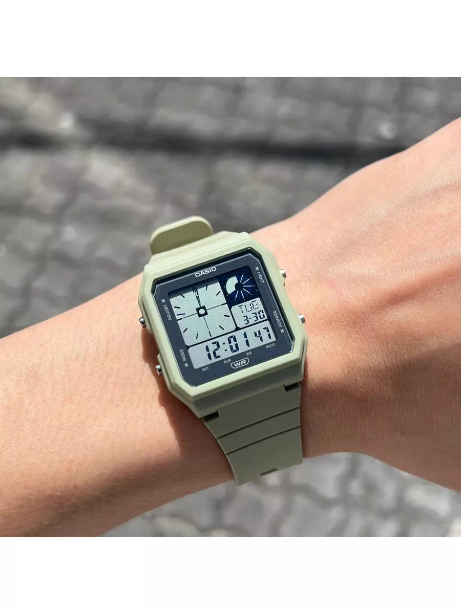 CASIO LF-20W-3A GREEN RUBBER BAND BLACK DIAL FOR WOMEN
