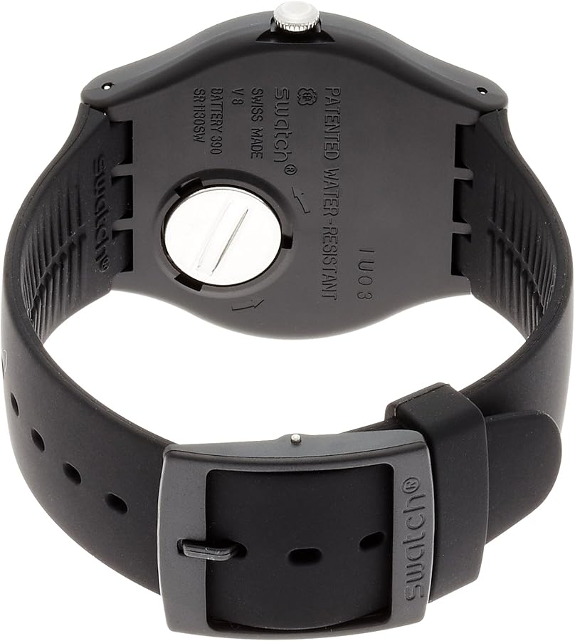 SWATCH SUOB132 BLACK RUBBER BAND SILVER DIAL FOR UNISEX