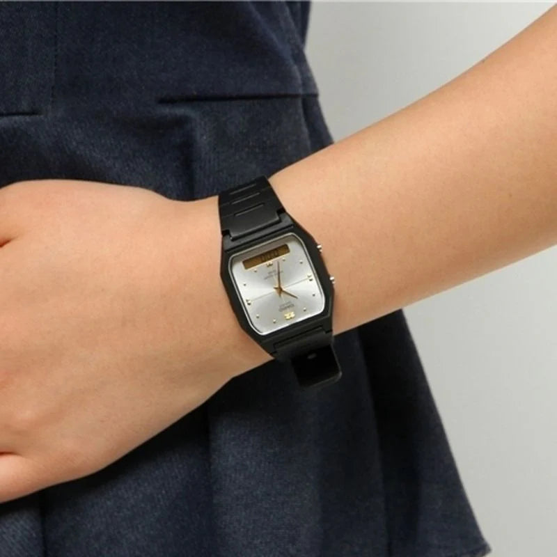 CASIO AW-48HE-7A BLACK RUBBER BAND WHITE DIAL FOR WOMEN