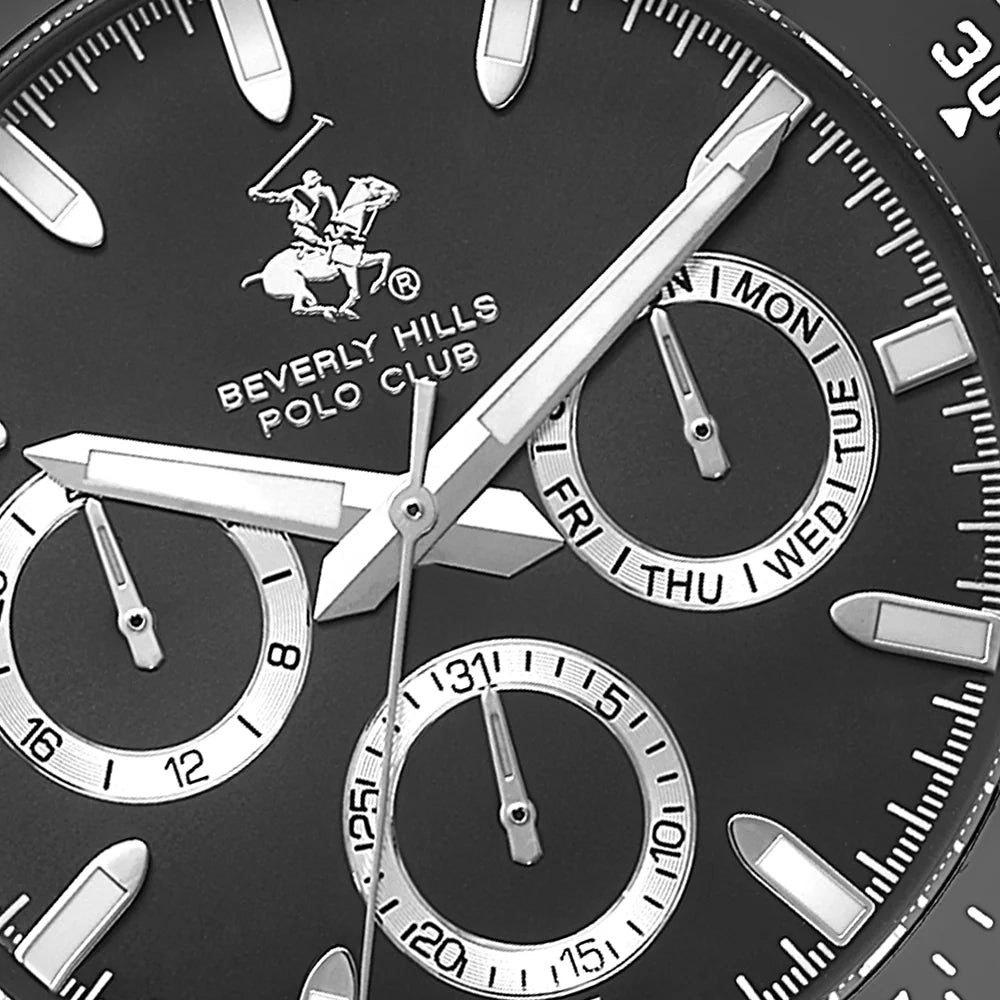 POLO BP3608X.350 SILVER STEEL BAND BLACK DIAL FOR MEN