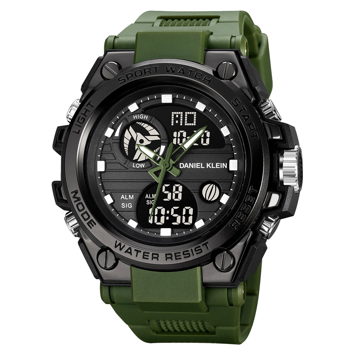 DANIEL KLEIN DK.2031-1 GREEN RUBBER BAND BLACK DIAL FOR MEN
