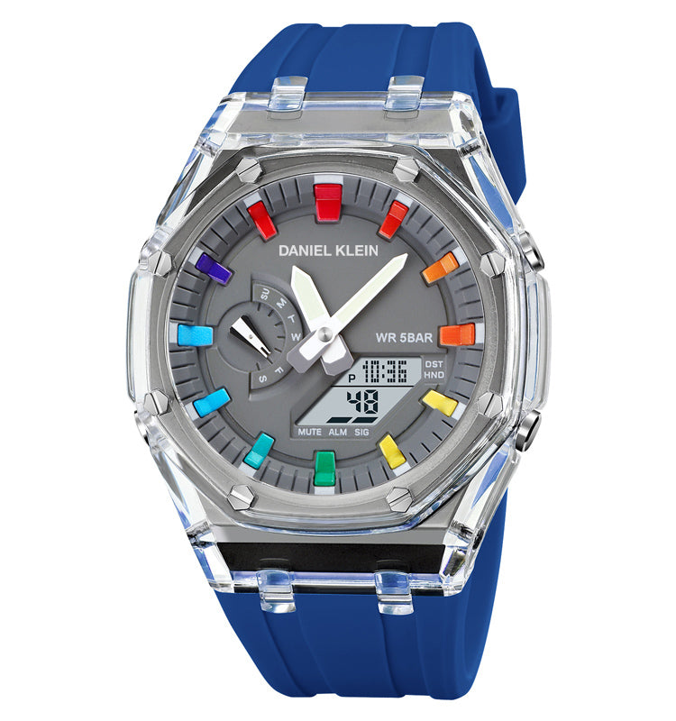 DANIEL KLEIN DK.2100-3 NAVY BLUE RUBBER BAND GREY DIAL FOR MEN