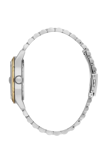 DANIEL KLEIN DK.1.13986-4 SILVER AND GOLD STEEL BAND GREEN DIAL FOR MEN