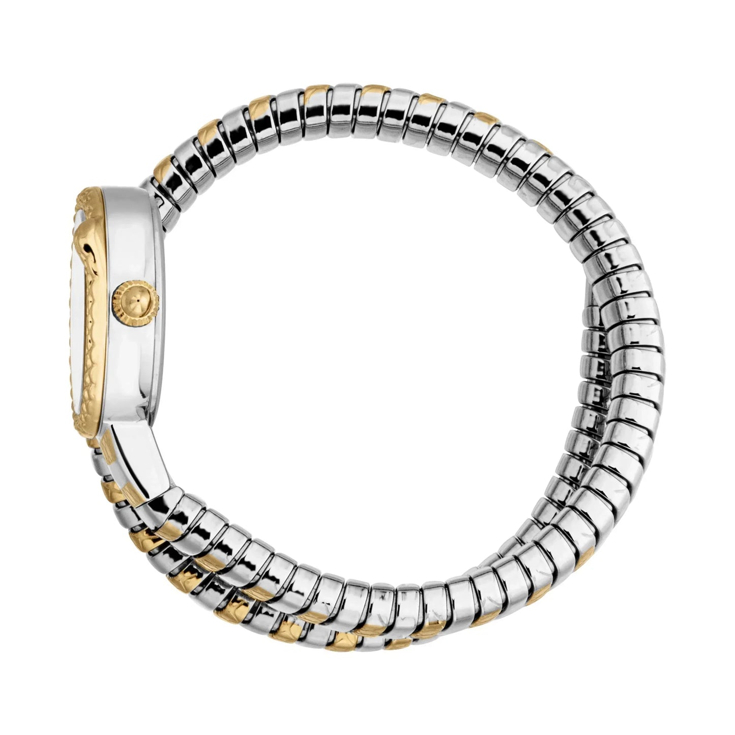 JUST CAVALLI JC1L351M0055 SILVER AND GOLD STEEL BAND WHITE DIAL FOR WOMEN