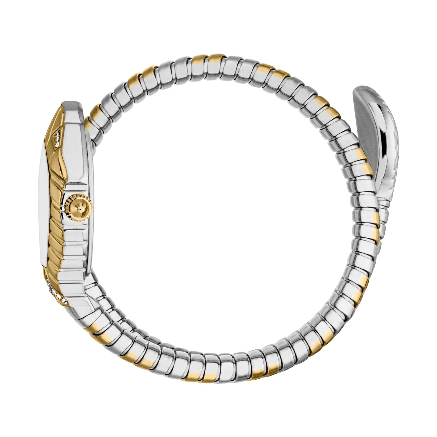 JUST CAVALLI JC1L356M0055 SILVER AND GOLD STEEL BAND WHITE DIAL FOR WOMEN
