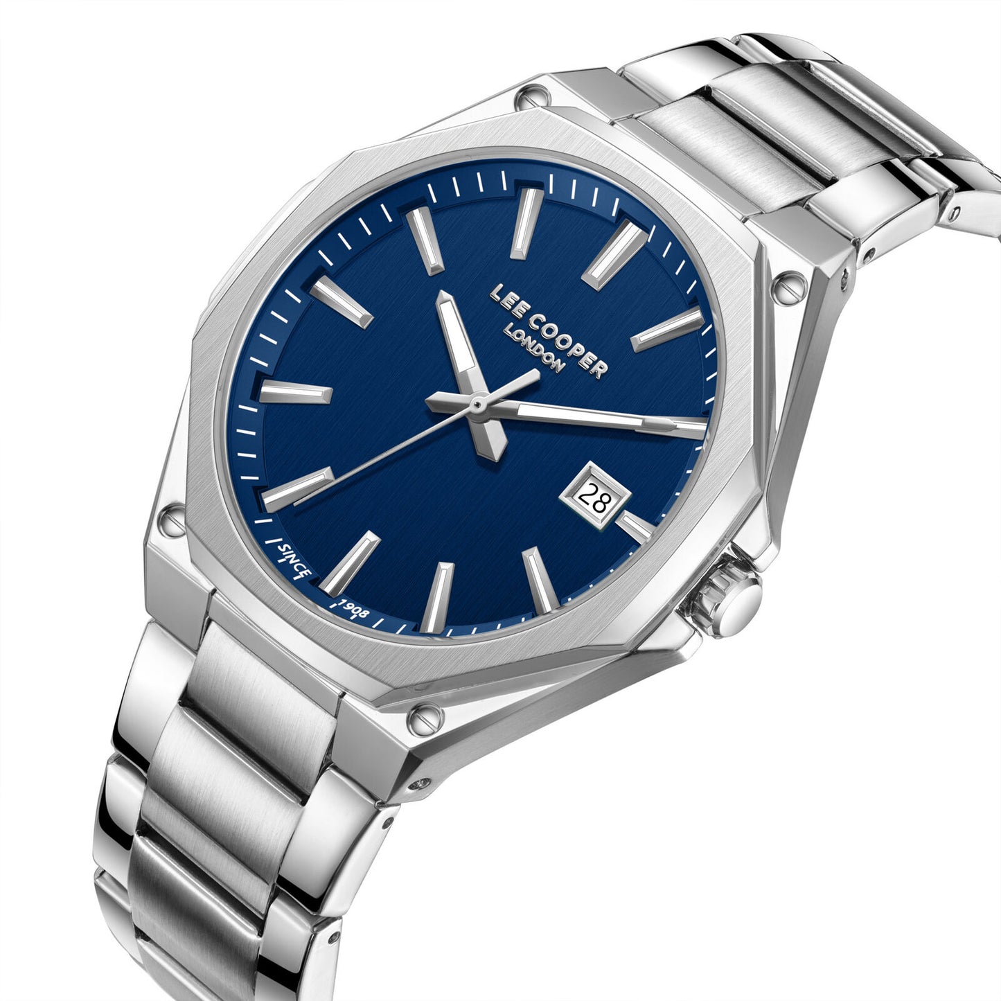 LEE COOPER LC08252.390 SILVER STEEL BAND NAVY BLUE DIAL FOR MEN