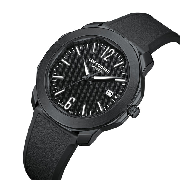 LEE COOPER LC08312.651 BLACK RUBBER BAND BLACK DIAL FOR MEN