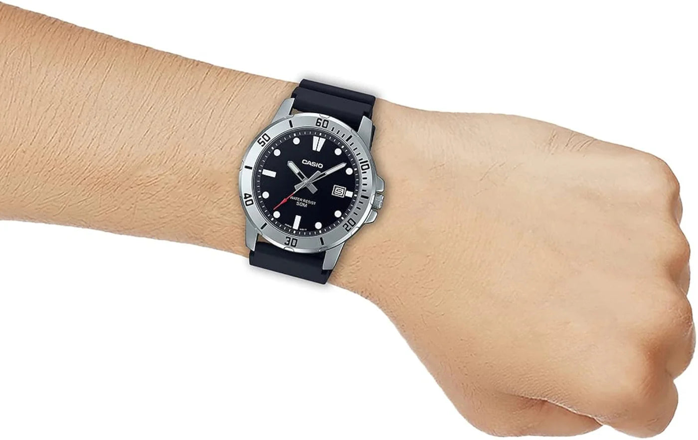 Casio MTP-VD01-1E Black Rubber Black Dial For Men