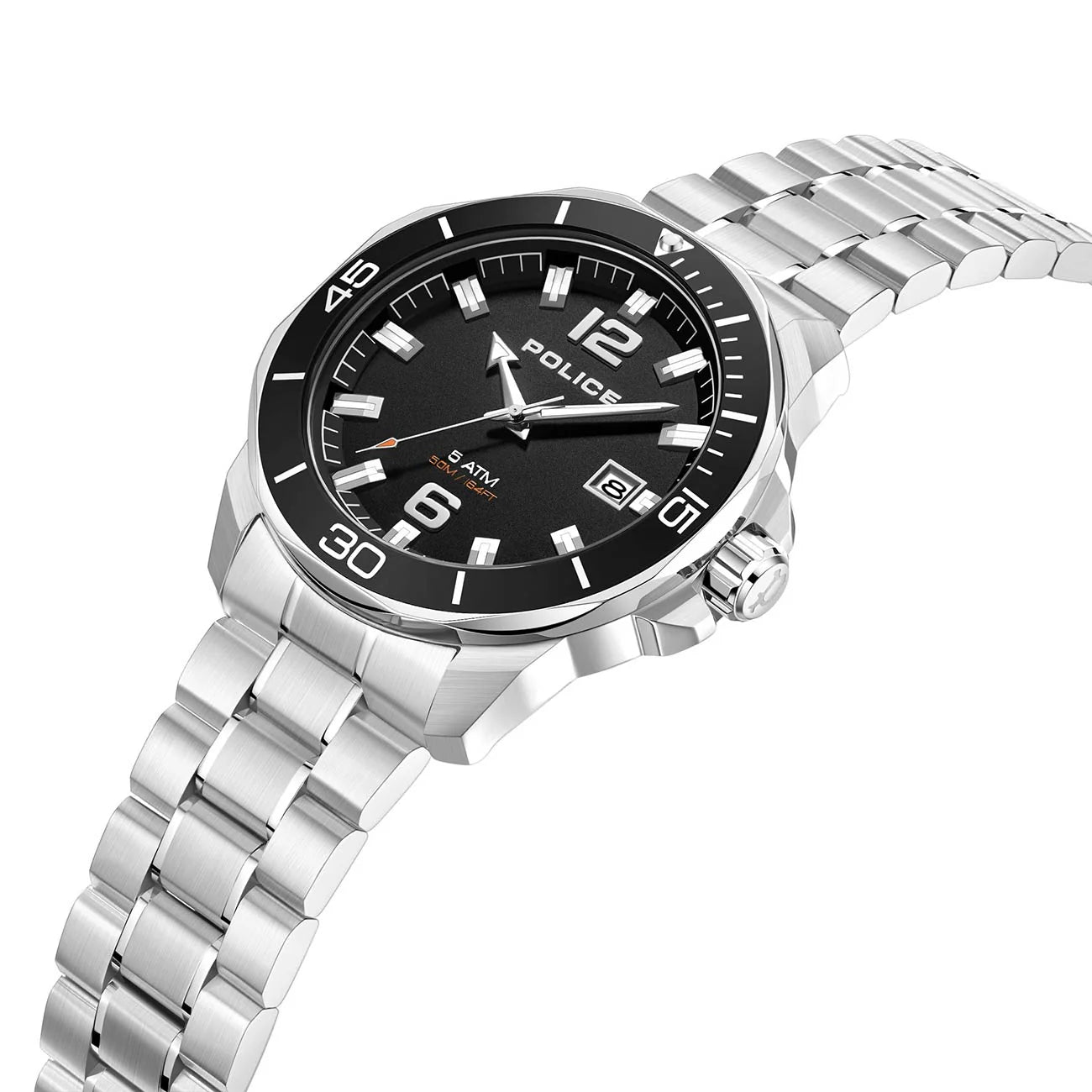 POLICE PEWJH2228104 SILVER STEEL BAND BLACK DIAL FOR MEN