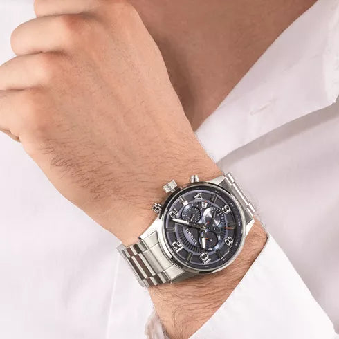 POLICE PEWJK2203101 SILVER STEEL BAND NAVY BLUE DIAL FOR MEN