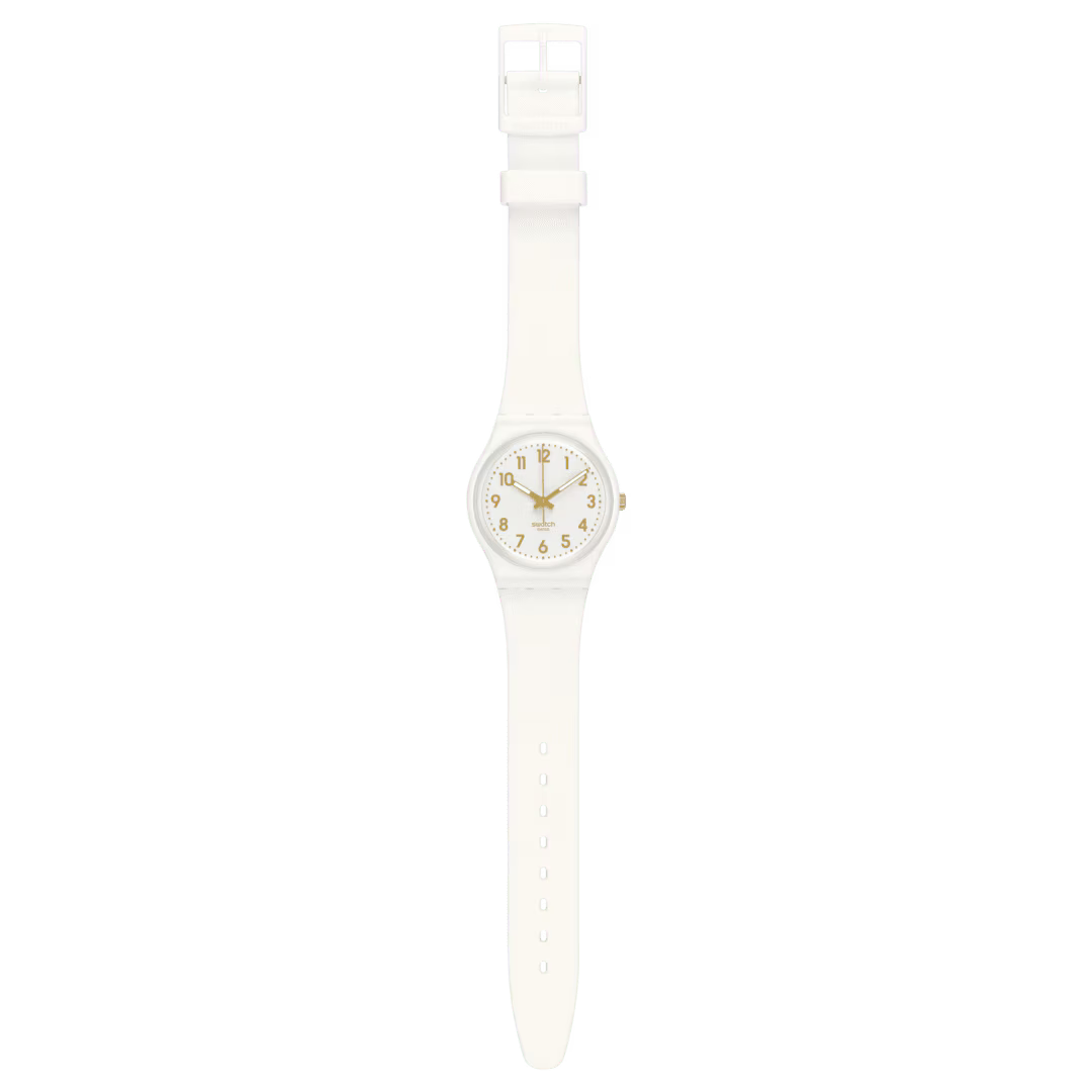 SWATCH SO28W106-S14 WHITE RUBBER BAND WHITE DIAL FOR WOMEN