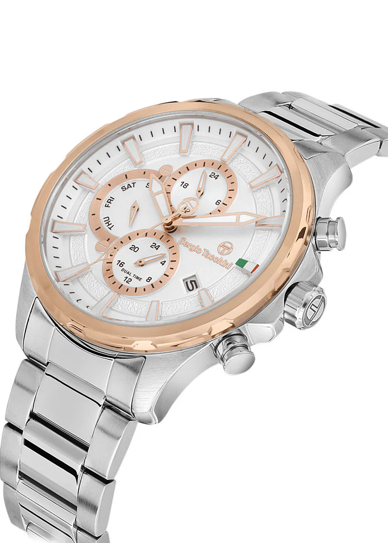 SERGIO TACCHINI ST.1.10308-4 SILVER STEEL BAND WHITE DIAL FOR MEN