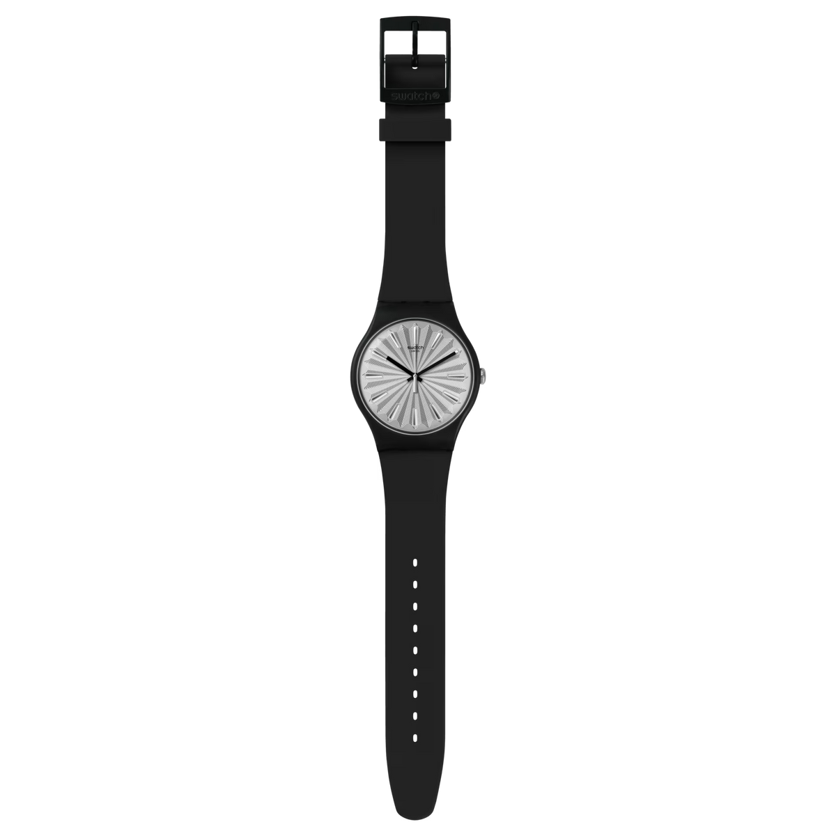 SWATCH SUOB172 RUBBER BLACK BAND SILVER DIAL UNISEX