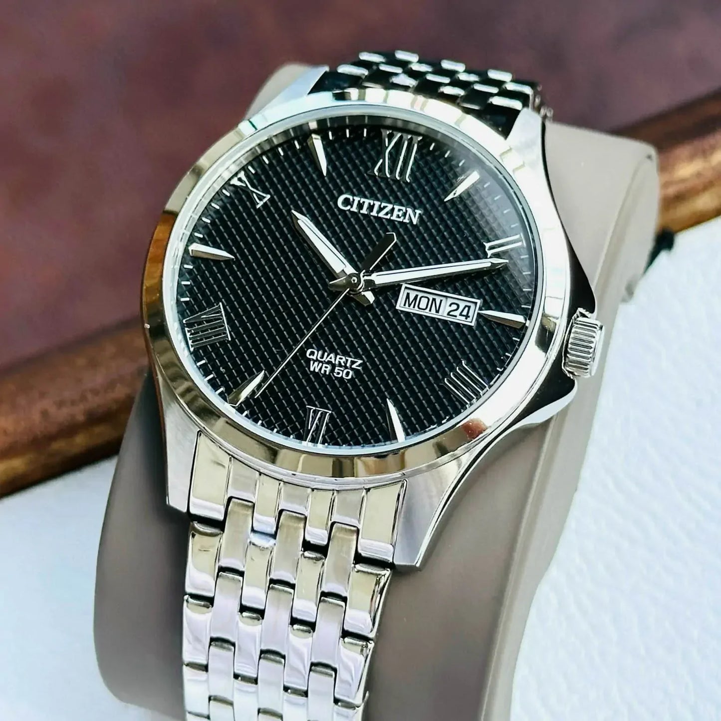 CITIZEN BF2020-51E SILVER STEEL BAND BLACK DIAL FOR MEN