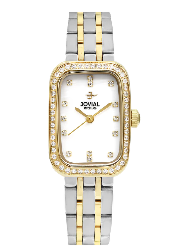 JOVIAL 5062LTMQ01ZE SILVER AND GOLD STEEL BAND WHITE DIAL FOR WOMEN