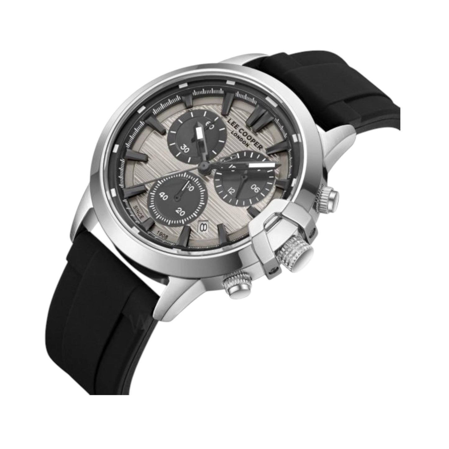 LEE COOPER LC08267.361 BLACK RUBBER BAND GREY DIAL FOR MEN
