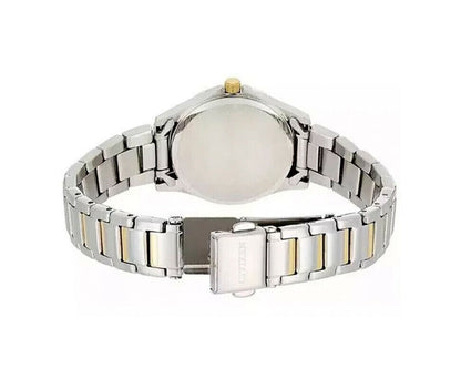CITIZEN EQ-0595-55A SILVER AND GOLD STEEL BAND SILVER DIAL  FOR WOMEN