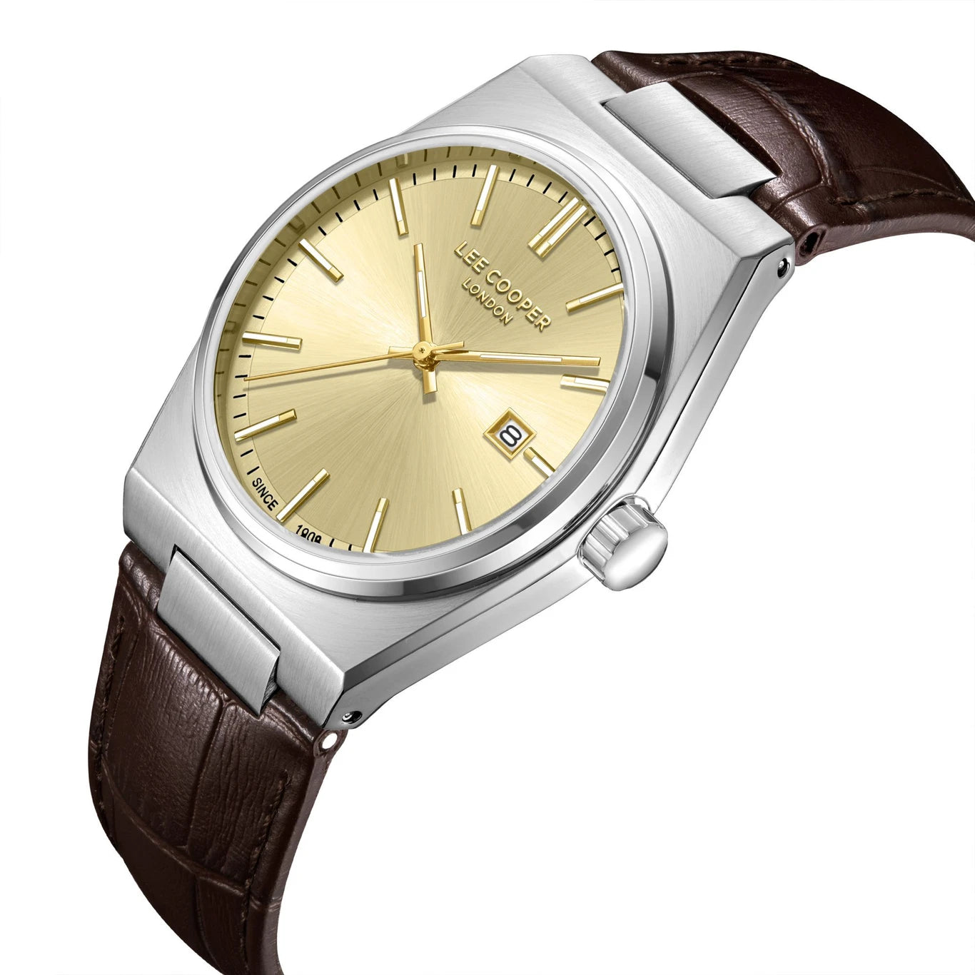 LEE COOPER LC08261.312 BROWN LEATHER BAND GOLDEN DIAL  FOR MEN