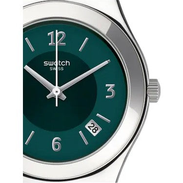 SWATCH YLS468GC STEEL SILVER BAND GREEN DIAL FOR WOMEN
