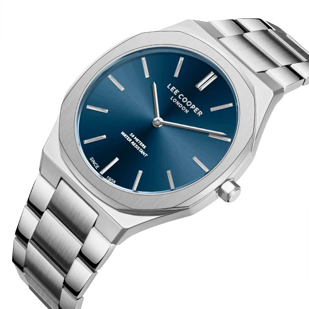 LEE COOPER LC08275.390 SILVER STEEL BAND NAVY BLUE DIAL  FOR MEN