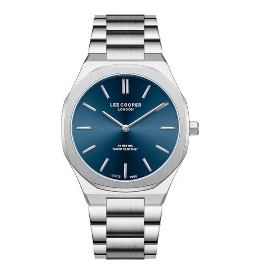 LEE COOPER LC08275.390 SILVER STEEL BAND NAVY BLUE DIAL  FOR MEN
