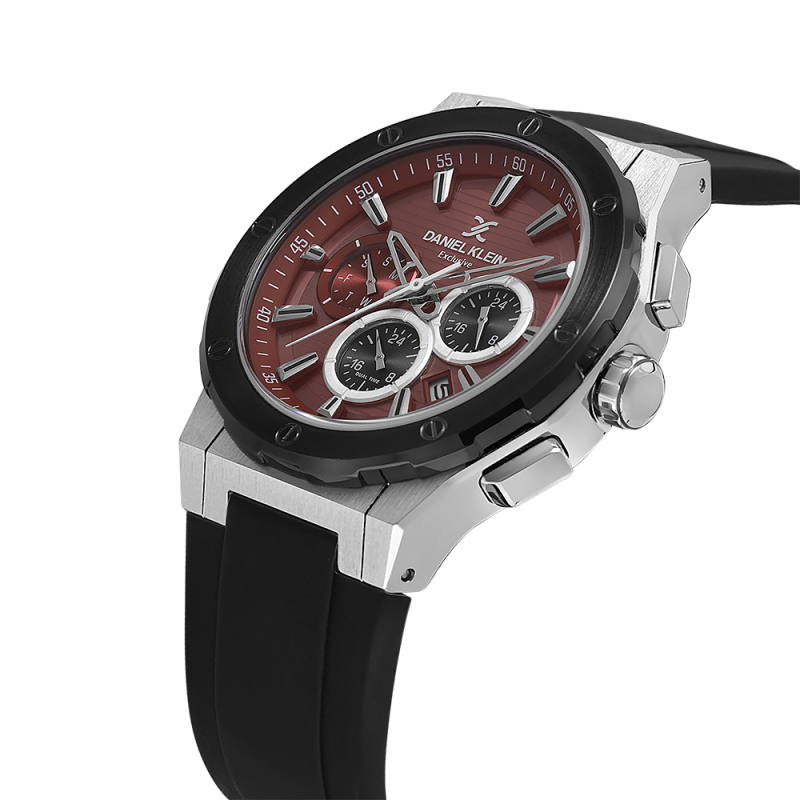 DANIEL KLEIN  DK.1.13997-2 BLACK RUBBER BAND RED DIAL  FOR MEN