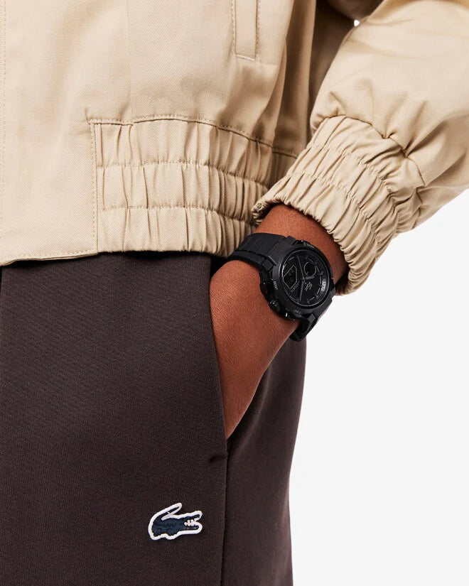LACOSTE '2001478 BLACK RUBBER BAND BLACK DIAL  FOR MEN