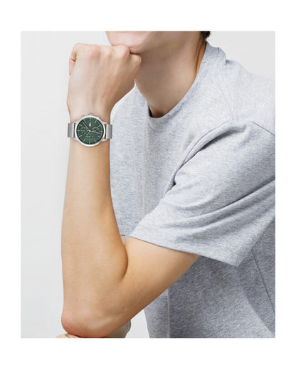 LACOSTE '2011338 SILVER STEEL BAND GREEN DIAL  FOR MEN