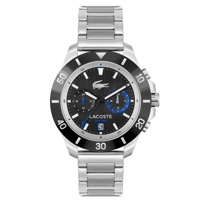 LACOSTE '2011342 SILVER STEEL BAND BLACK DIAL  FOR MEN