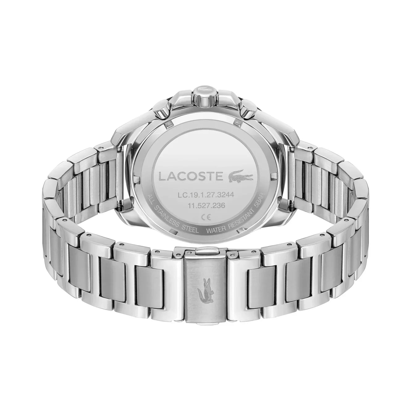 LACOSTE '2011342 SILVER STEEL BAND BLACK DIAL  FOR MEN