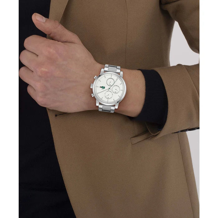 LACOSTE '2011452 SILVER STEEL BAND WHITE DIAL  FOR MEN