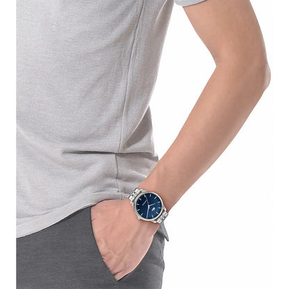 LACOSTE '2011478 SILVER STEEL BAND NAVY BLUE DIAL  FOR MEN