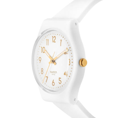 SWATCH SO28W106-S14 WHITE RUBBER BAND WHITE DIAL FOR WOMEN