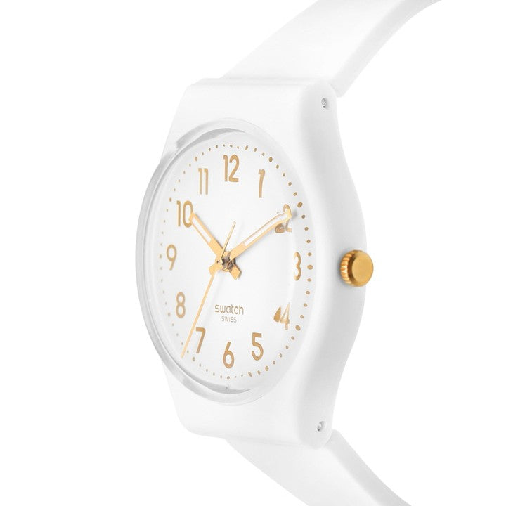 SWATCH SO28W106-S14 WHITE RUBBER BAND WHITE DIAL FOR WOMEN