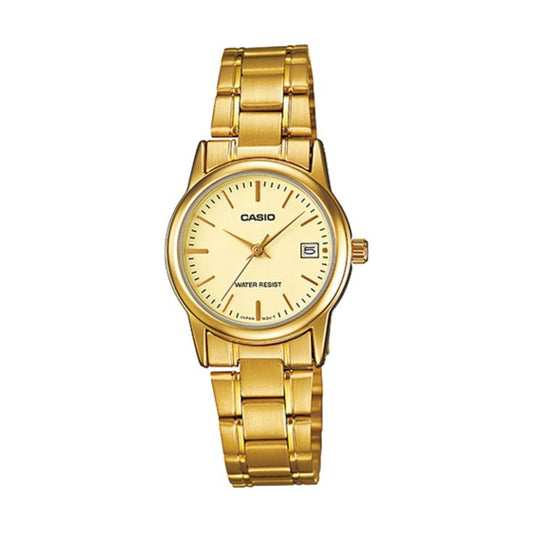 Casio LTP-V002G-9A Gold Stainless Steel Strap Watch for Women