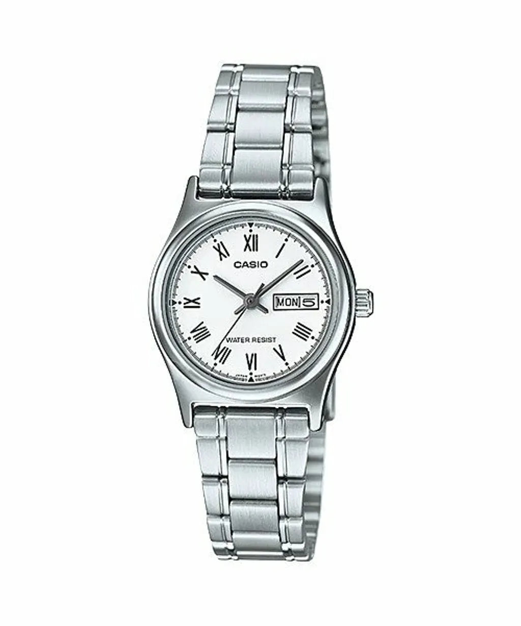 Casio Women's LTP-V006D-7BUDF 30mm Chrome Plated Case - Stainless Steel Band