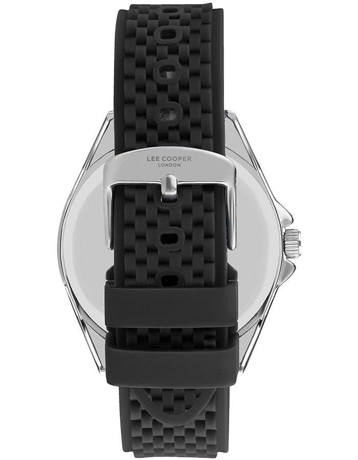 LEE COOPER LC07361.351 BLACK RUBBER BAND BLACK DIAL  FOR MEN