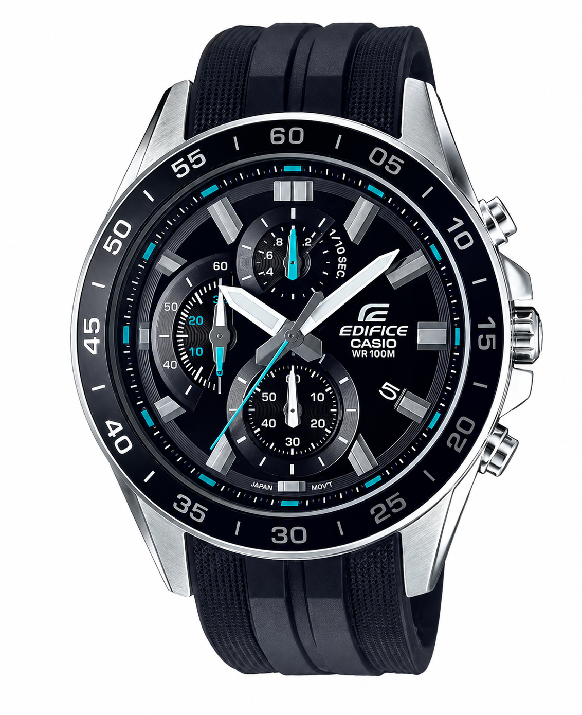 CASIO EDIFICE EFV-550P-1A BLACK RUBBER BAND BLACK DIAL  FOR MEN