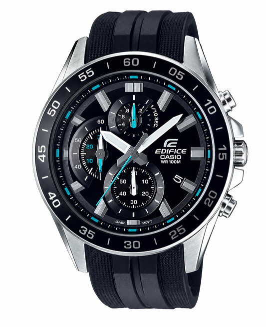 CASIO EDIFICE EFV-550P-1A BLACK RUBBER BAND BLACK DIAL  FOR MEN