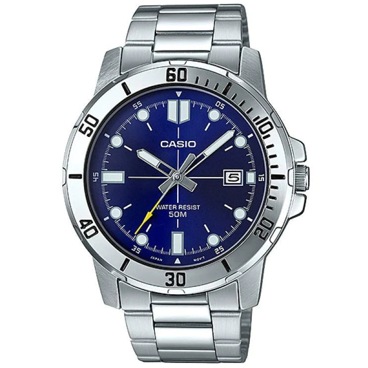 Casio MTP-VD01D-2EV Men's Enticer Stainless Steel Blue Dial Casual Analog