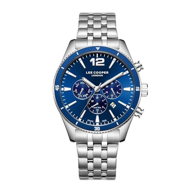 LEE COOPER LC07641.390 SILVER STEEL BAND NAVY BLUE DIAL  FOR MEN