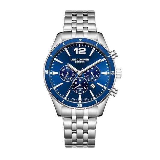 LEE COOPER LC07641.390 SILVER STEEL BAND NAVY BLUE DIAL  FOR MEN