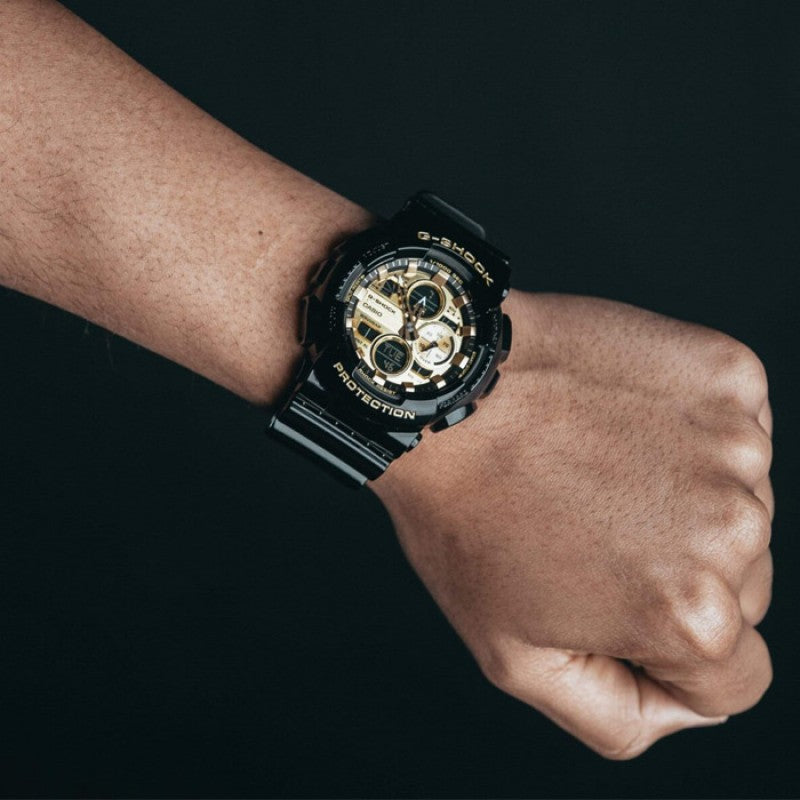 G-SHOCK GA-140GB-1A1 BLACK RUBBER BAND GOLDEN DIAL  FOR MEN