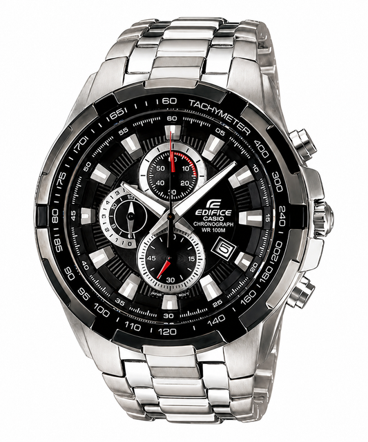 CASIO EDIFICE EF-539D-1A SILVER STEEL BAND BLACK DIAL  FOR MEN