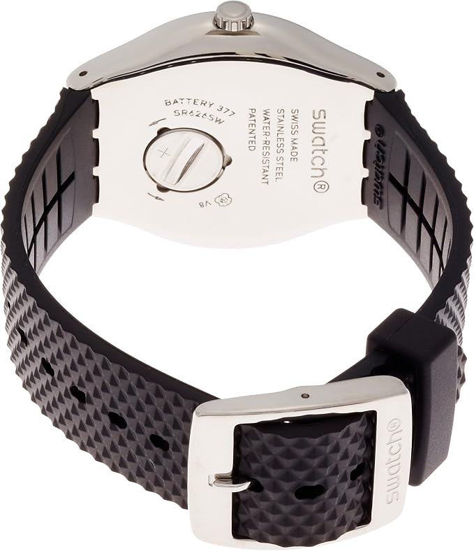 SWATCH YWS406 BLACK RUBBER BAND SILVER DIAL FOR MEN