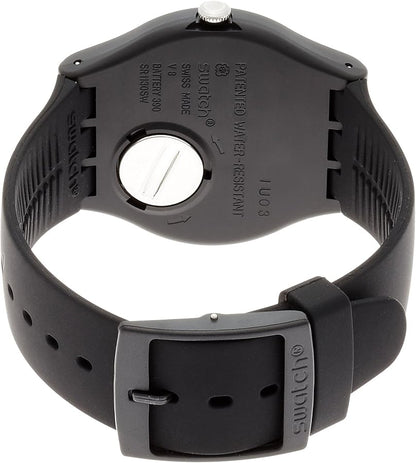 SWATCH SUOB132 BLACK RUBBER BAND SILVER DIAL FOR UNISEX