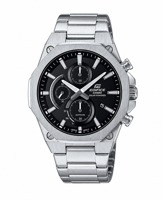 CASIO EDIFICE EFS-S570D-1A SILVER STEEL BAND BLACK DIAL  FOR MEN